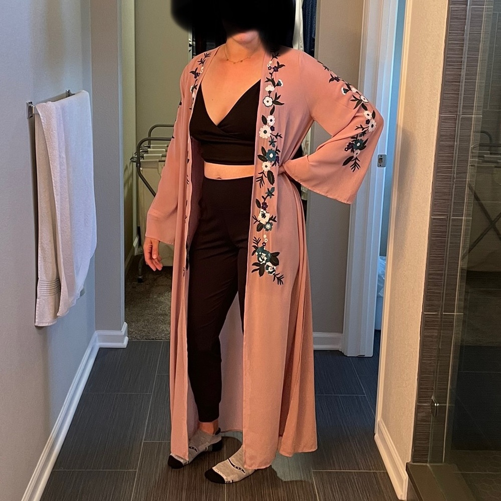Sheer pink kimono